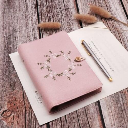 3D Flower Embroidered Loose leaf Notebook Cotton Washable Cover 6 Inner Travel Journal Diary A5 A6 Notepad Fresh Stationery Gift