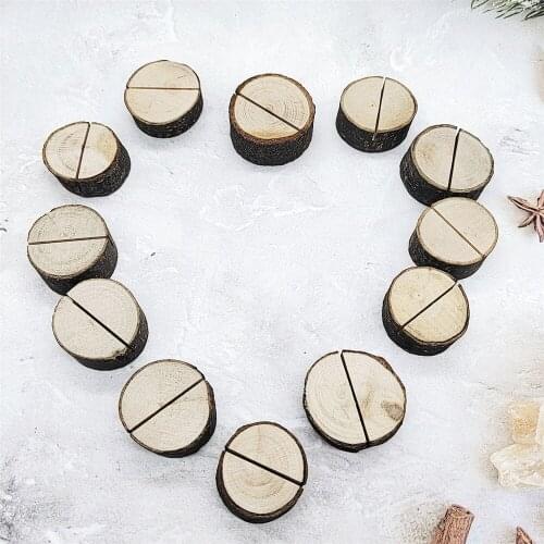 4 Pcs Creative Logs Wooden Card Holder Wedding Party Decor Home Desktop Decoration Crafts