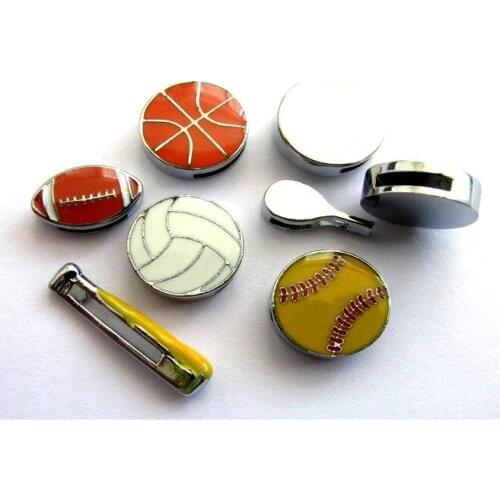 48PCS 8mm Sports Ball Football Rugby Slide Charms Slide Beads DIY Accessories For 8mm Bracelets For Wristbands Straps Pet Collar