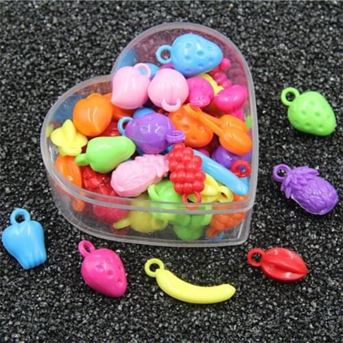 50pcs/bag Colorful Acrylic Beads Fruit strawberry Banana Mixed Shape Spacer Beads Pendant For Necklace Jewelry Making Handmade