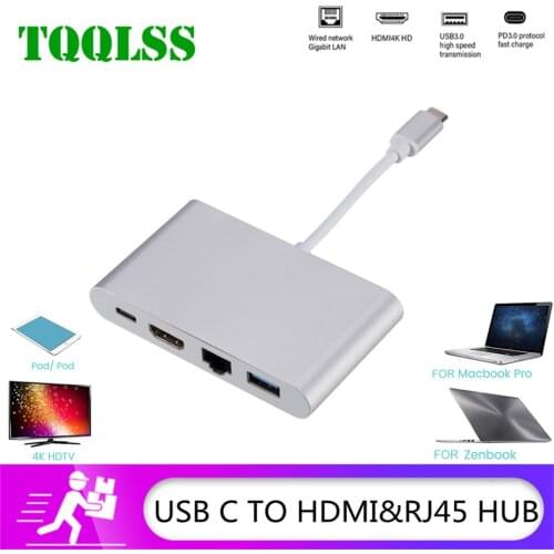 TQQLSS USB HUB C HUB HDMI Adapter USB C to USB 3.0 Dock for MacBook Pro Accessories USB-C Type C 3.1 Splitter USB C HUB 4 in 1