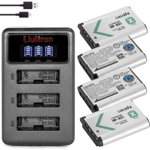 4x bateria NPBX1 NP-BX1 NP BX1 Battery Packs + 3lots USB Charger for Sony DSC RX1 RX100 AS100V M3 M2 HX300 HX400 HX50 HX60 GWP88