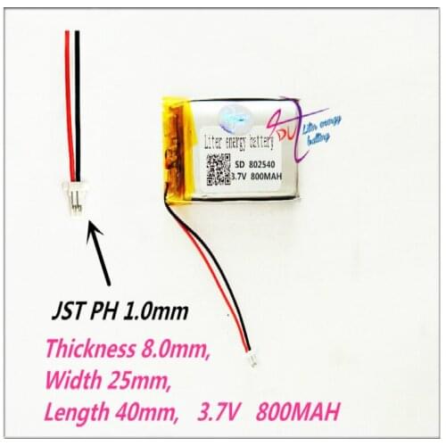 XHR-2P 1.0 802540 3.7V 800MAH Rechargeable li Polymer Li-ion Battery For bluetooth headset MP3 MP4 speaker mouse recorder 752439