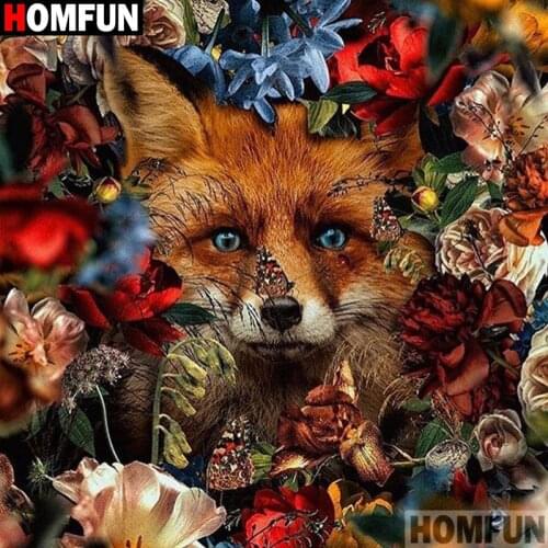 HOMFUN Full Square/Round Drill 5D DIY Diamond Painting "Flower fox" 3D Embroidery Cross Stitch 5D Decor Gift A16492