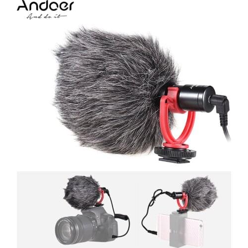 Andoer AD-M2 Cardioid Directional Condenser Microphone Metal Construction Video Mic 3.5mm Plug for Canon DSLR Camera Smartphone