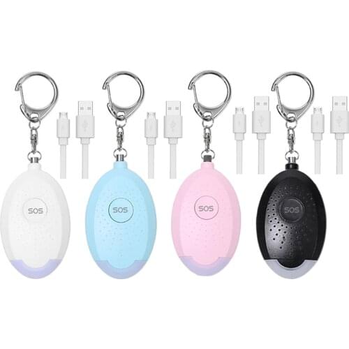 Emergency Personal Alarm Keychains 130dB Safe Self-Defense with LED Light USB