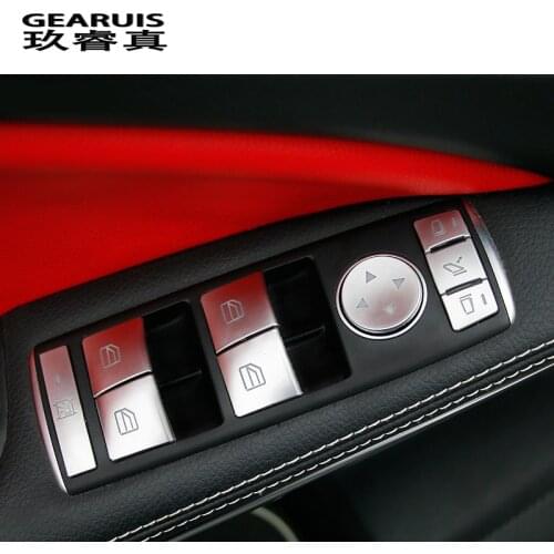 Car Styling For Mercedes Benz C E Class W204 W212 Auto Window Lifter Control Frame Switch Decor Armrest Panel Trim Sticker Cover
