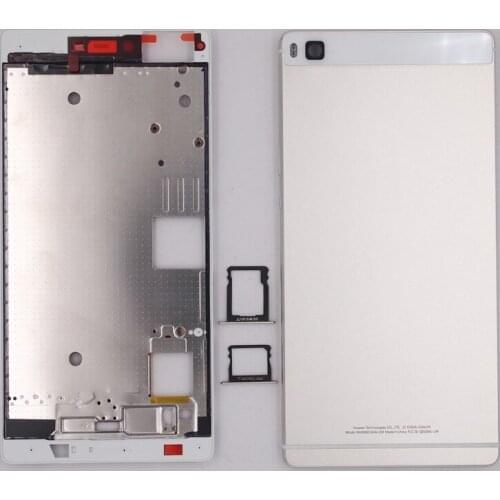 BaanSam New LCD Front Frame Metal Battery Door Back Cover Card Tray Housing Case For Huawei Ascend P8 5.2 Inch Standard Version