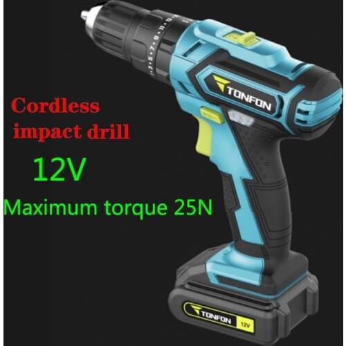 Youpin Tonfon Wireless Electric Cordless Drill Impact Power Driver 12/20V 2000mAh Battery 2-Speed For Profession Work