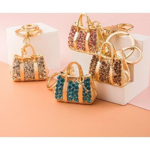 Rhinestone Crystal Purse Keychains Car Keychains Men Women Lovers Key Chain Pendant Small Cute Key Ring DIY Accessories