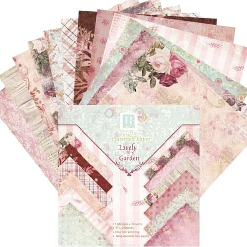 24 Sheets 6 Inch Patterned Paper For Scrapbooking Valentine Wedding Theme Album Mixed Patterns