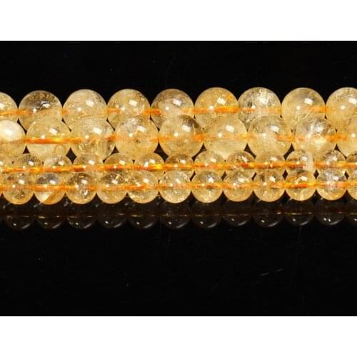 6/8/10mm Natural Brazil Citrines Stone Beads High Quality Genuine No Dyed Yellow Crystal Quartz Stone Beads For Jewelry Making
