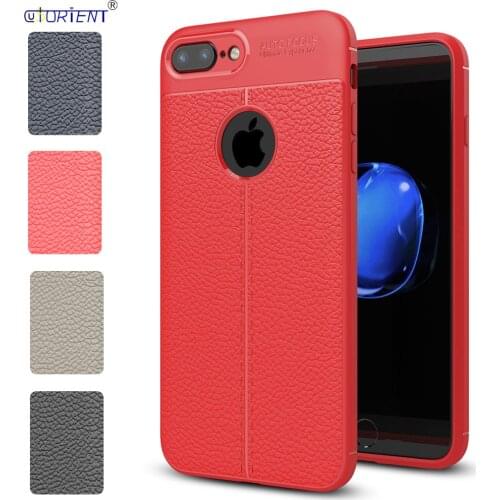 For Apple iPhone 7 8 Plus Bumper Case iPhone7 iPhone8 Soft Silicone TPU Shockproof Cover 7P 8P Leather Texture Matte Phone Funda