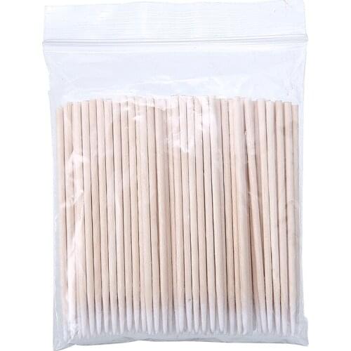 100pcs Wood Cotton Swab Bud Cosmetics Stick Round-headed Kapok Swabs For Permanent Makeup Microblading Detailing Cleaning