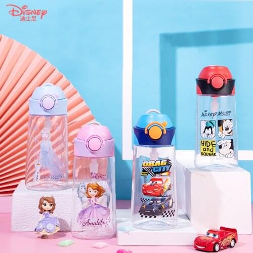 Disney Cartoon Frozen Elsa Kids Cup Tritan Material BPA Free McQueen Sophie Goofy Kids Water Bottle Cute Water Bottles Leakproof