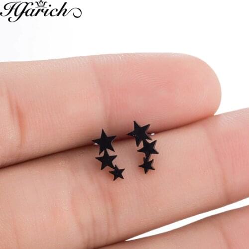 Hfarich Fashion Jewelry New Wholesale Three Star Men Teens Stud Earrings for women Cute Star earrings Free shipping Dropshipping
