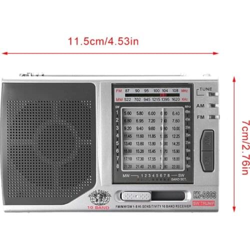 KK-9803 FM/MW/SW1-8 Full 10 Band Hi-Sensitivity Radio Receiver With Folding Kickstand AXYF