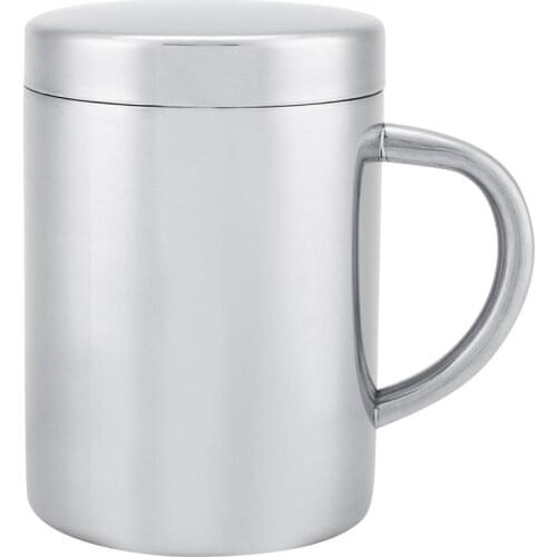 220ml/300ml/420ml Lazy Durable Stainless Steel Double Walled Insulated Mug Cups Mug Coffee Milk Mixing Mug with Handle Lid