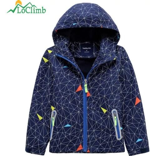 LoClimb Safely Reflective Children Hiking Jacket For Boys Girls Outdoor Sports Wateproof Windbreaker Kids Jackets Coats AC002