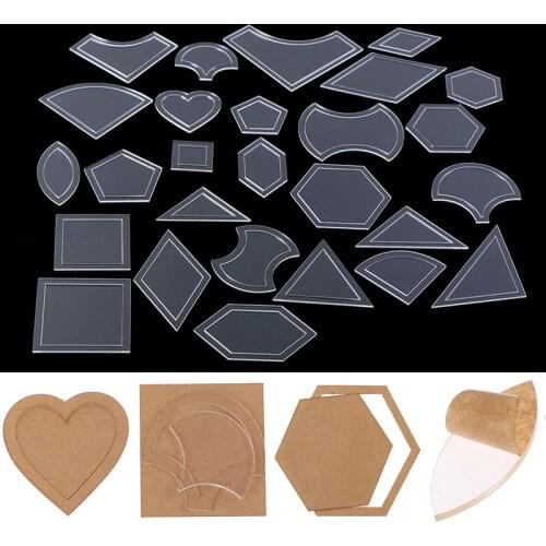 Hot! 54pcs/set Transparent Acrylic Quilting Templates Sewing Stencils Craft Patchwork Ruler Handmade DIY Sewing Styling Tool