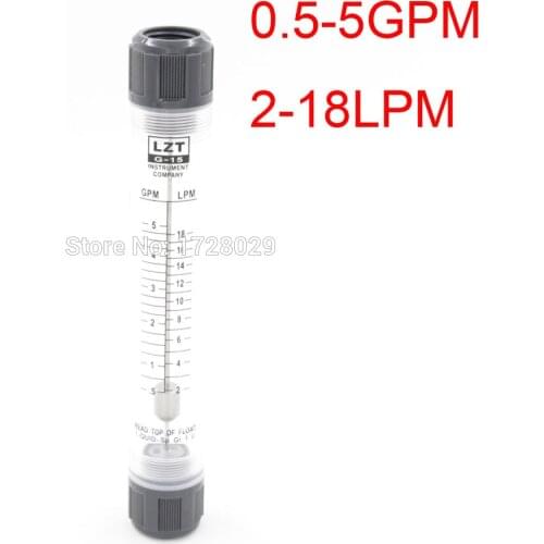 LZM-15G Water Liquid Flow Meter Rotameter Flowmeter Flow Sensor 0.5-5GPM 2-18LPM