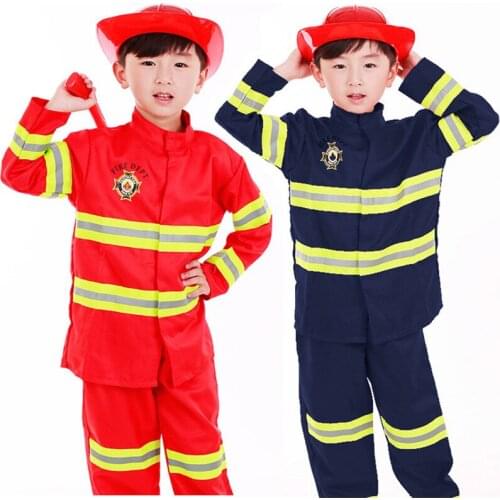 Cosplay Costumes For Kids Firefighter Uniform Children Sam Fireman Role Play Police Clothing Boy Fancy Halloween Party Gift