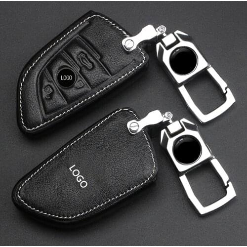 Metal keychain Key Case For Bmw1 3 5series 320li 525li X1X3X5X6 Leather Cover Sets With Key Rings Auto parts protective covers
