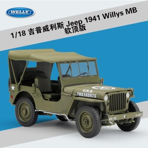 WELLY Diecast 1:18 1941 Willys MB SUV High Simulation Vehicle Alloy Metal Model Car