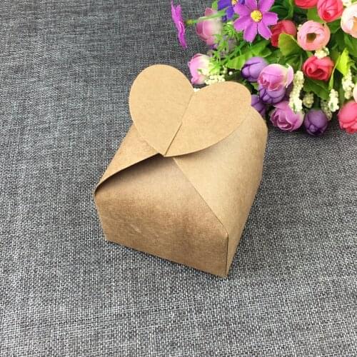 Wholesale 24pcs/lot Heart Shape Kraft Box,Party box, cake box, 8*8*8.5cm Blank Candy/Jewelry/Wedding Box Extra Cost Custom Logo