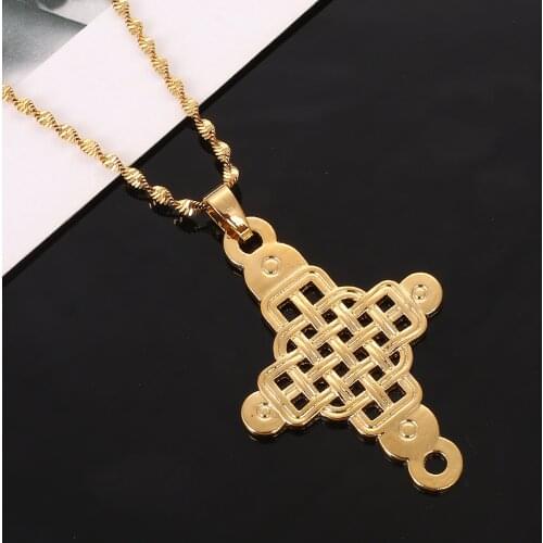 Ethiopian Coptic Cross Pendant Necklace African Abyssinian Ethiopia Cross Orthodox Christian Jewelry