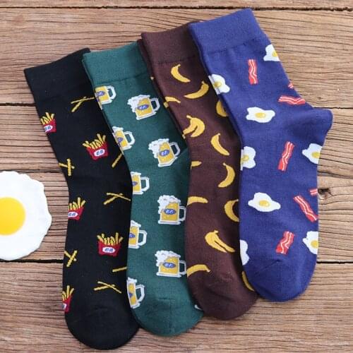 Couple Socks Mens Food Cartoon Pattern Four Colors Jacquard Tube Simple Fashion Wild Personality Cute Interesting Trend Popular