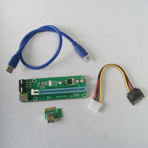 PCI-E PCI Express Riser Card 1x to 16x USB 3.0 Data Cable SATA to 4Pin IDE Molex Power Supply for BTC Miner Machine bitcoin 60cm