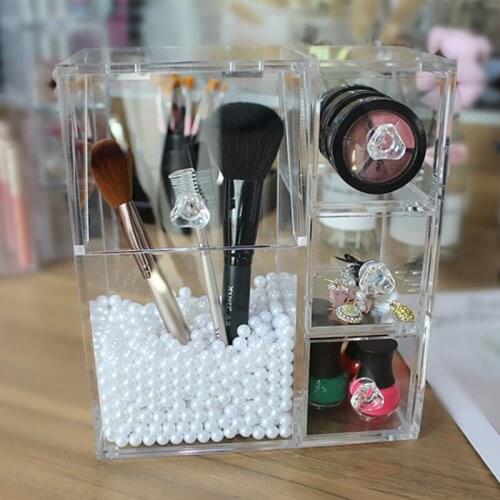 Transparent Acrylic Makeup Organizer Cosmetic Brush Storage Display box Cosmetics tools Storage holder Jewelry Accessory Case