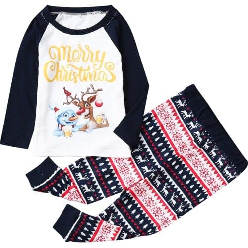 Christmas Parent-child Outfit Kids Home Service Suit Family Sleepwear Set Christmas Print O-neck Casual Clothing Pants 2021 New