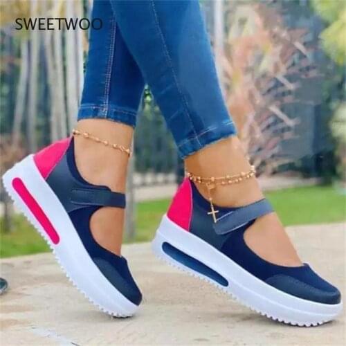 2021 New Women Fashion Casual Sandals Classic Mixed Color PU Velcro Flat Platform Sandals Ladies Shoes Outdoor Sandalias