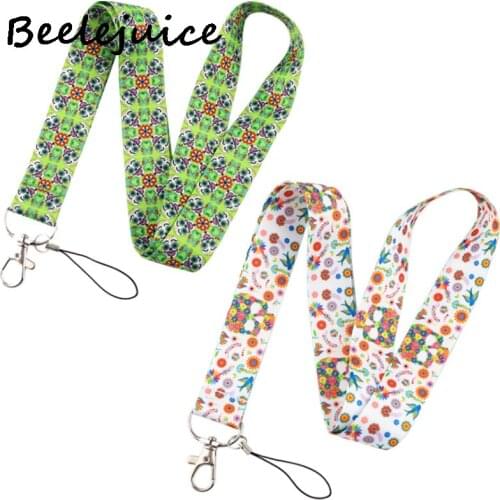 Mexican Style Sugar Skull Lanyard for Keys Phone Cool Neck Strap Lanyard for Camera Whistle ID Badge Cute webbings ribbons Gifts