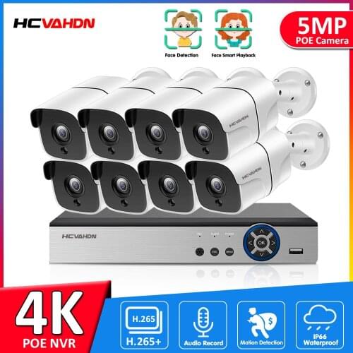 Infrared face recognition 8CH 5MP H.265 NVR POE Security Camera System indoor Outdoor CCTV Video Surveillance Video Recorder Kit