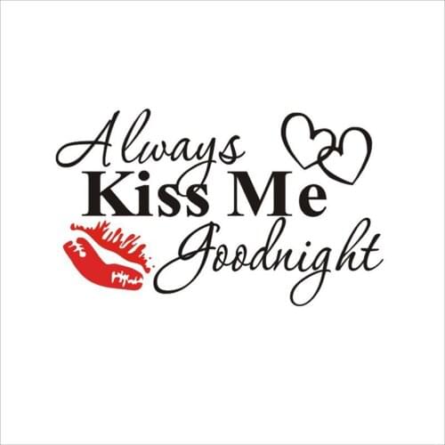Always Kiss Me Goodnight Wall Decals Quotes Sayings Words Decor Lettering Vinyl Wall Art Inspirational Decal Removable DIY Wall