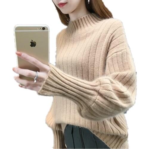 Bonjean Knitted Pullovers Female Jumper Turtleneck Winter Girls Casual Sweaters Women Shirt Long Sleeve Slim Loose Sweater
