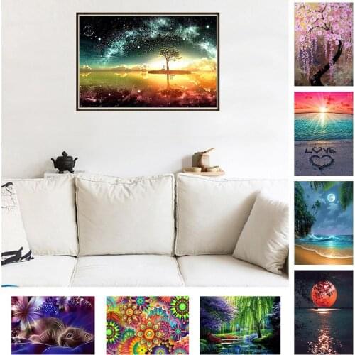 30x40cm Ocean Seaside Landscape Design Cross Stitch DIY Full Round Diamond Painting Embroidery Mosaic Picture Wall Decoration