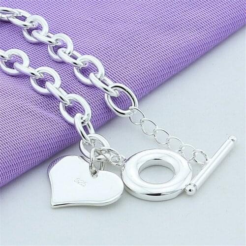 NEW 925 Silver Delicate Heart TO-clasp Bracelet For Women Wedding Engagement Birthday Anniversary Fashion Jewelry