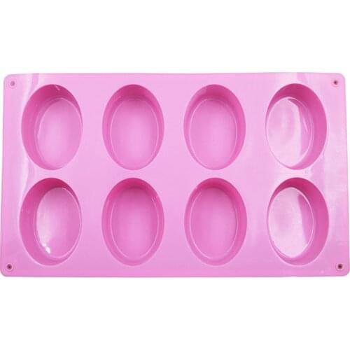 1Pcs 8 Cavity Oval Silicone Mold 3D Handmade Soap Forms Soap Silicon Molds Cake Decoration Tools Non-toxic Soap Mold Silicone