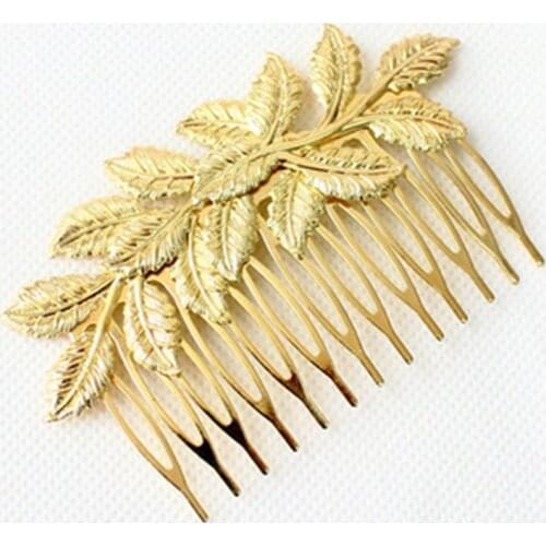 1pc pretty fashion comb jewelry Hairpins elegant gold color leaf Hair clips for women accessories Size( W x L):Approx 9x 5cm