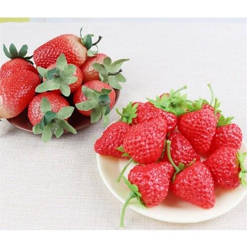 10pcs New Strawberry Model make for Plastic Simulation Fruit and Vegetable Props Teaching Auxiliary Fruit Desktop Decoration