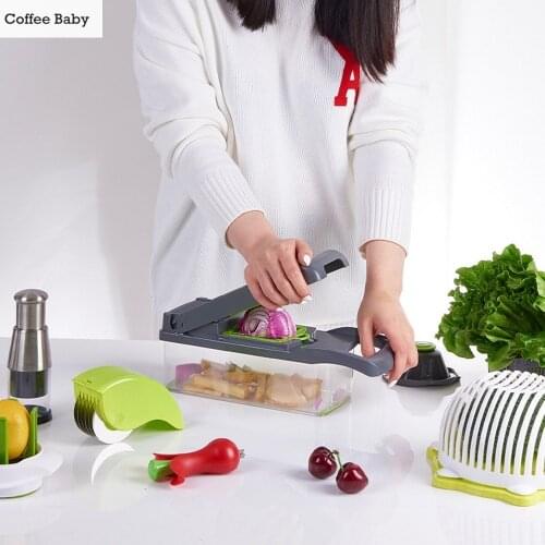 11Pc/ Set Multifunction Vegetable Chopper Professional Food Chopper Kitchen Vegetable Grater with Container Cooking Cutter Tool