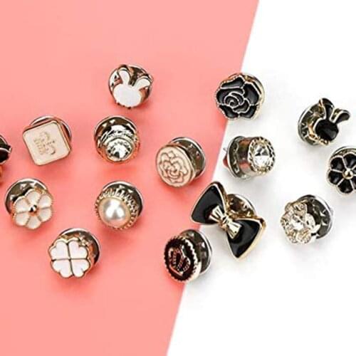 2/20pcs Buttons Safety Brooch Pins Button Women Shirt Brooch Lapel Pins Buckle Decorate Button for Clothing Dress Silk Scarf