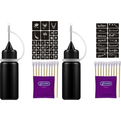 2 Set Temporary Tattoo Ink Natural Long Lasting Organic Jagua Fruit Gel/Ink No Chemicals No Alcohol 10Ml Tattoo Stickers Y17 & Y