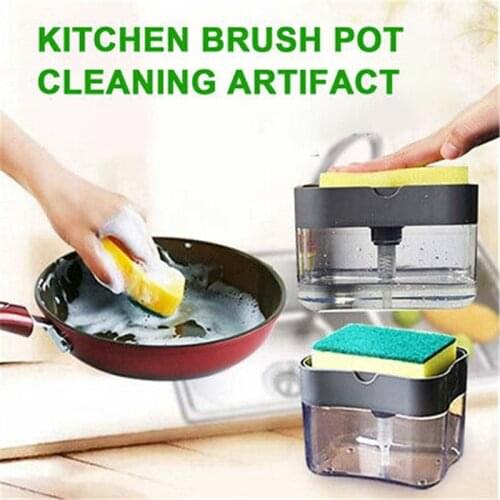 New 2 in 1 Pump Soap Dispenser and Sponge Caddy Holder For Dish Soap And Sponge Automatic detergent filling box