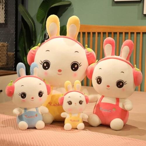 30/40/55cm Lovely animal rabbit Wearing headphones plush toy Kawaii rabbit doll girls kids birthday gift Home decoration