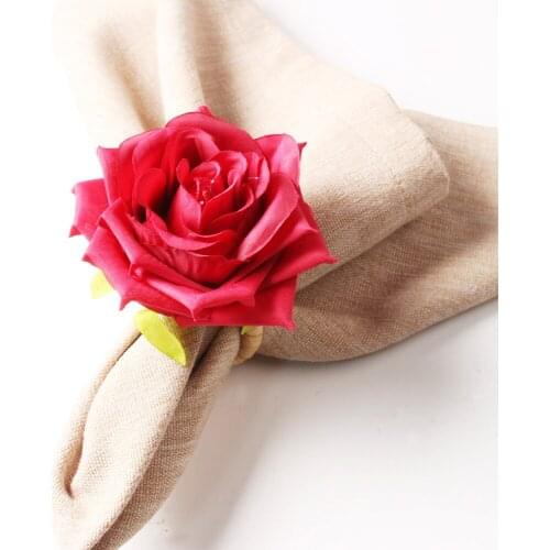 30pcs Wedding Rose Napkin Ring Flower Napkin Ring Feel Simulation Flower Napkin Buckle